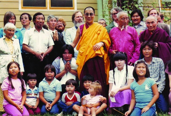 Лама Самбу Дава и Геше Ваньгьял с Далай ламой